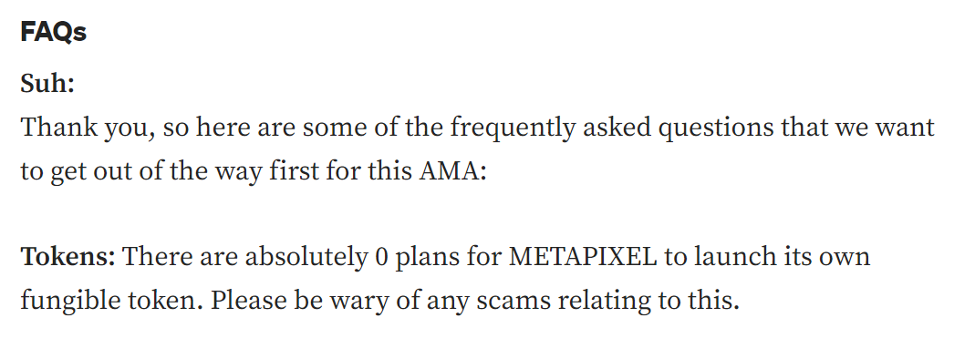 (Source: METAPIXEL AMA #3 Recap)