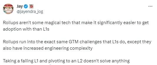 (Jay(Co-founder of Sei)’s perspective on Rollups and L2 | Source: Jay)